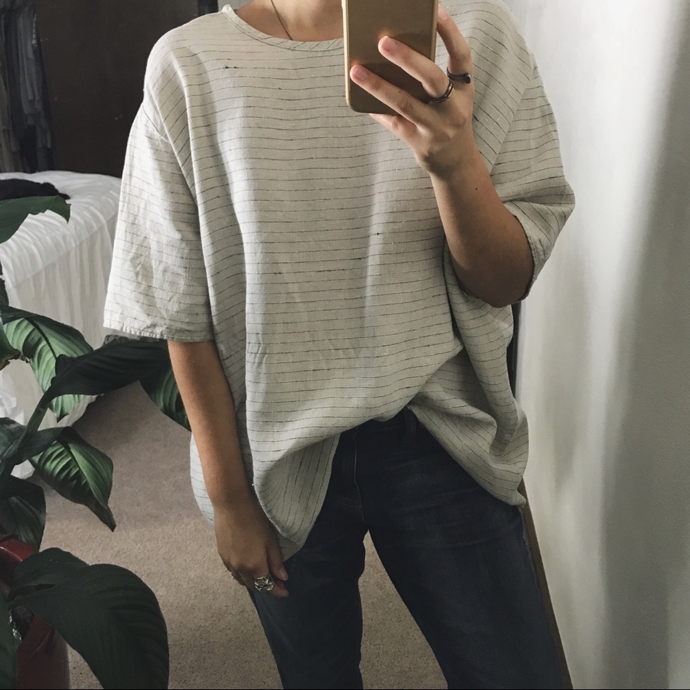 Flax Cream Striped Women's Top